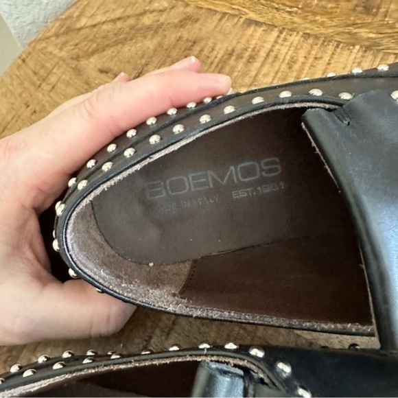 Boemos Italian Made Leather Slide-on Studded Oxfords 37 - Picture 6 of 10